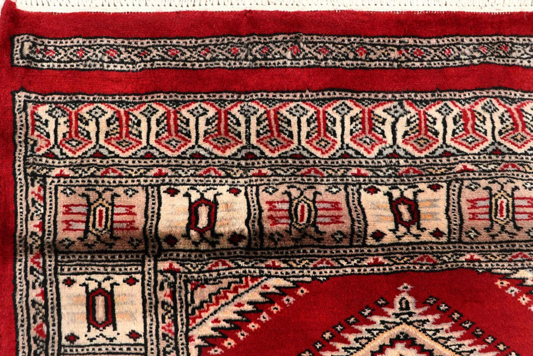 Red Pakistani Jaldar Rug 2' 6" x 10' 7" Hand-Knotted | No. QA36047