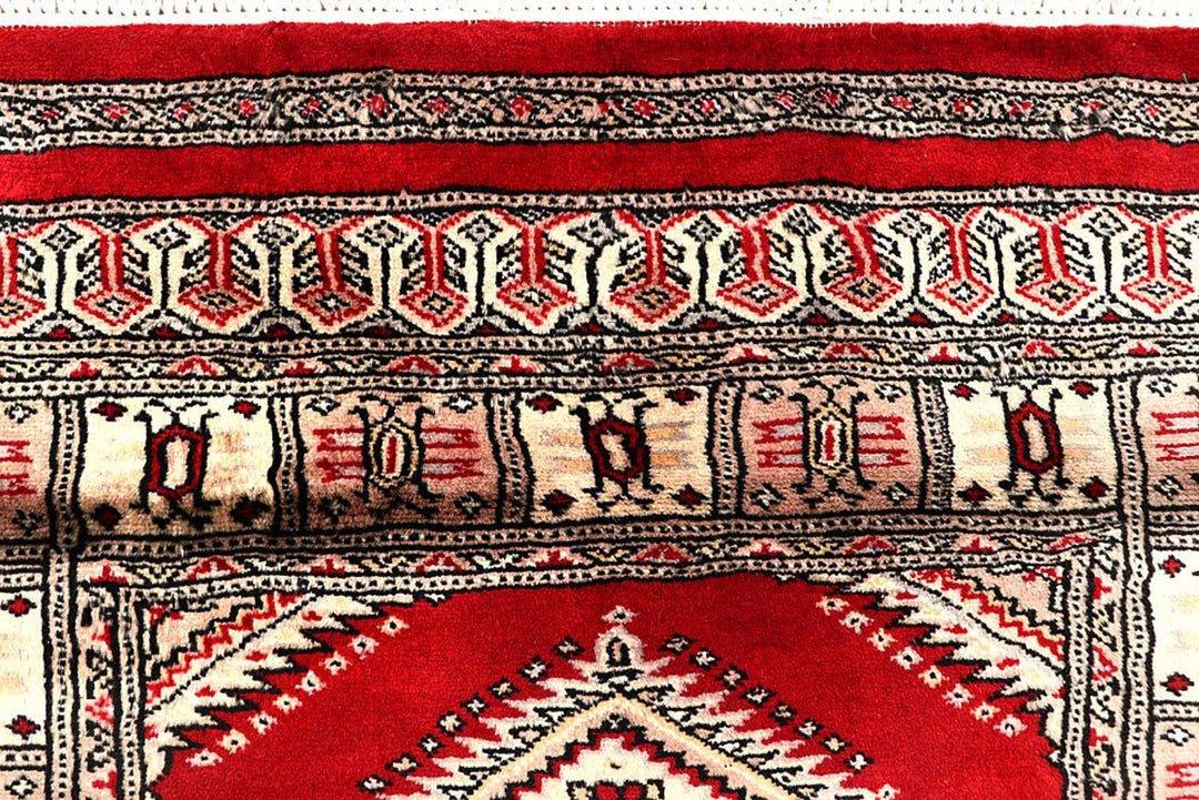 Red Pakistani Jaldar Rug 2' 6" x 10' 7" Hand-Knotted | No. QA36047