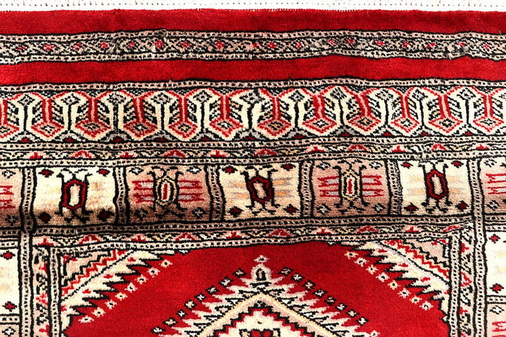 Red Pakistani Jaldar Rug 2' 6" x 10' 7" Hand-Knotted | No. QA36047