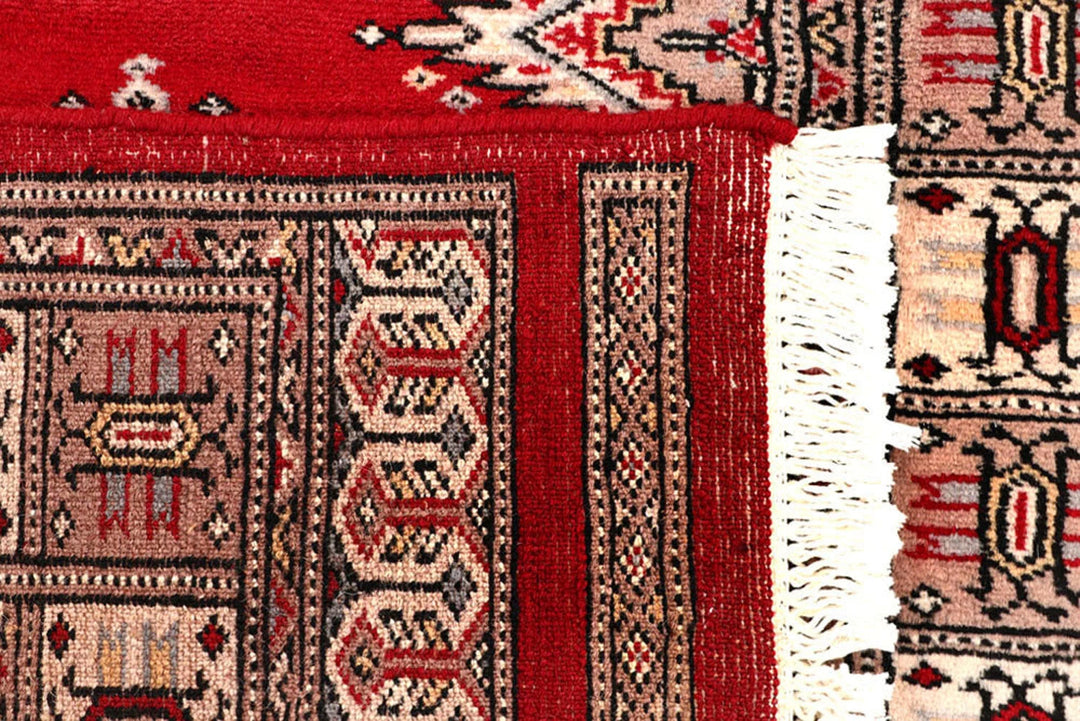 Red Pakistani Jaldar Rug 2' 6" x 10' 7" Hand-Knotted | No. QA36047