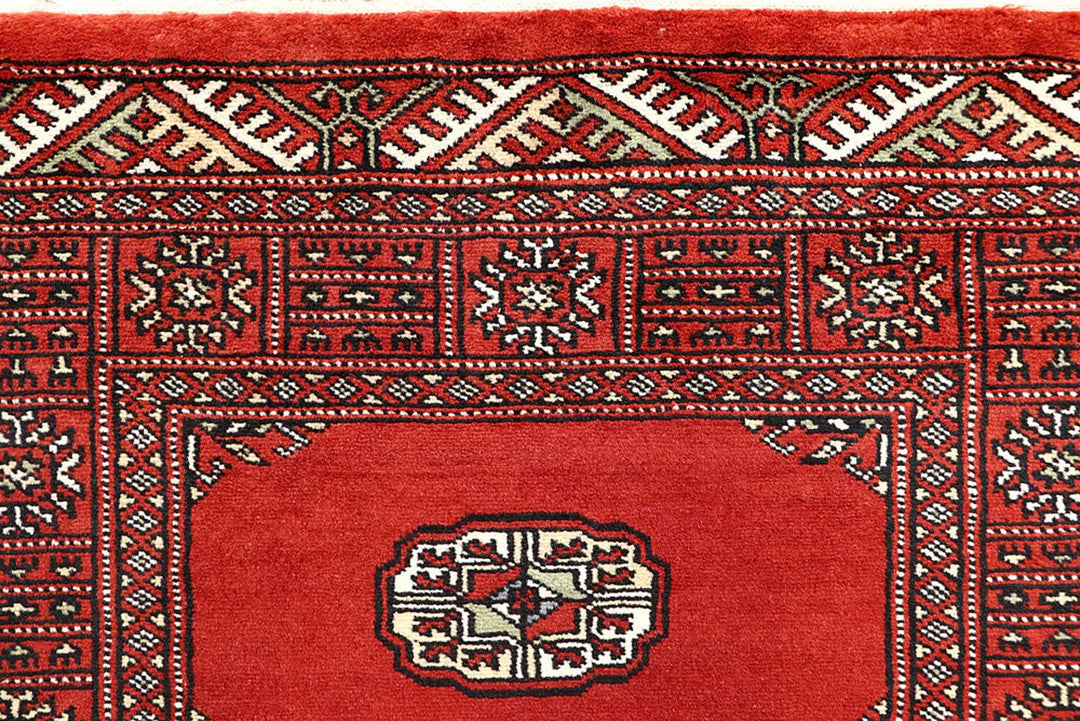 Orange Red Pakistani Bokhara Rug 2' 7" x 14' 3" Hand-Knotted | No. QA36290