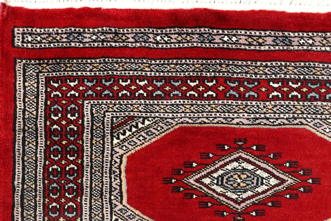 Red Pakistani Jaldar Rug 2' 4" x 9' 1" Hand-Knotted | No. QA36316
