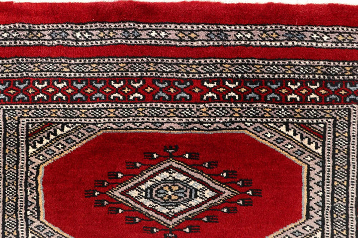 Red Pakistani Jaldar Rug 2' 4" x 9' 1" Hand-Knotted | No. QA36316