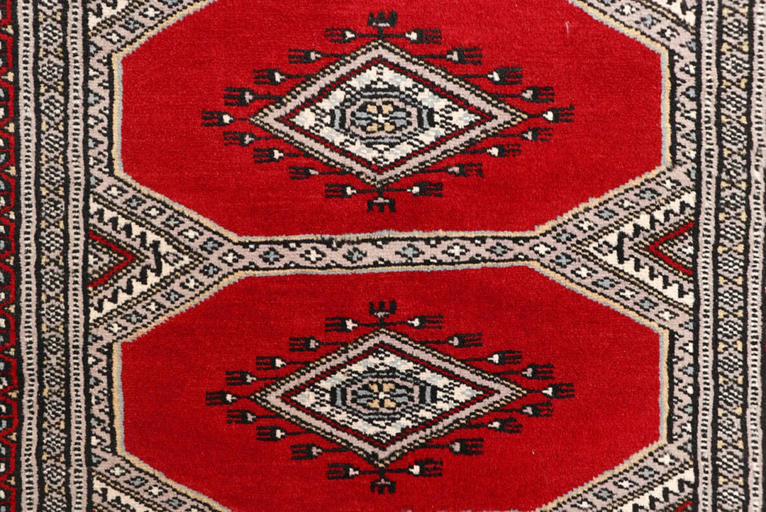 Red Pakistani Jaldar Rug 2' 4" x 9' 1" Hand-Knotted | No. QA36316