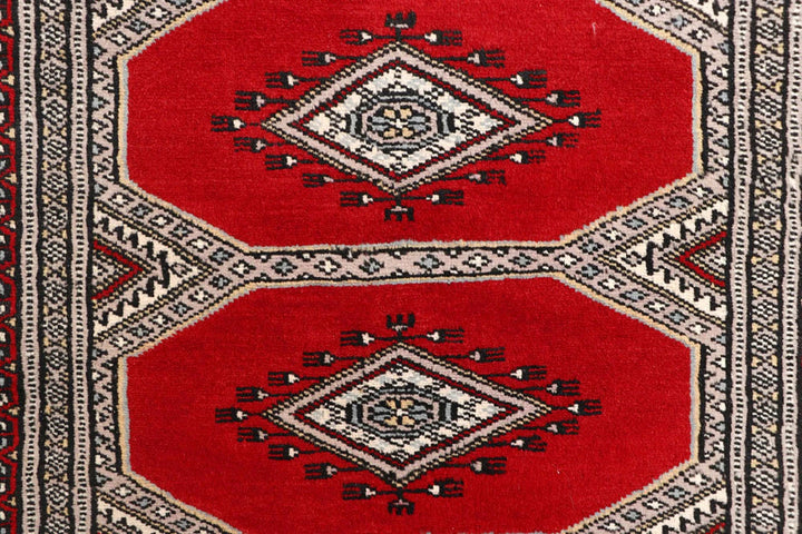 Red Pakistani Jaldar Rug 2' 4" x 9' 1" Hand-Knotted | No. QA36316