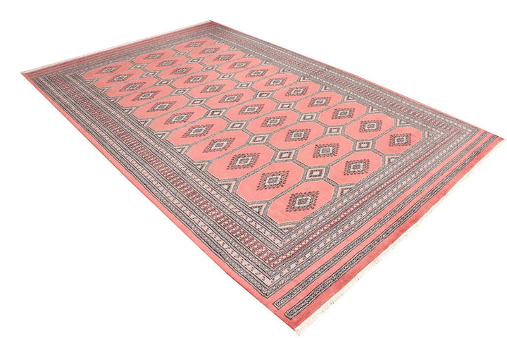 Salmon Pakistani Jaldar Rug 6' 8" x 10' 2" Hand-Knotted | No. QA36328