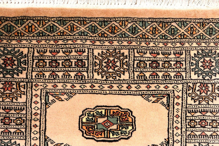 Antique White Pakistani Bokhara Rug 2' 7" x 9' 3" Hand-Knotted | No. QA36329