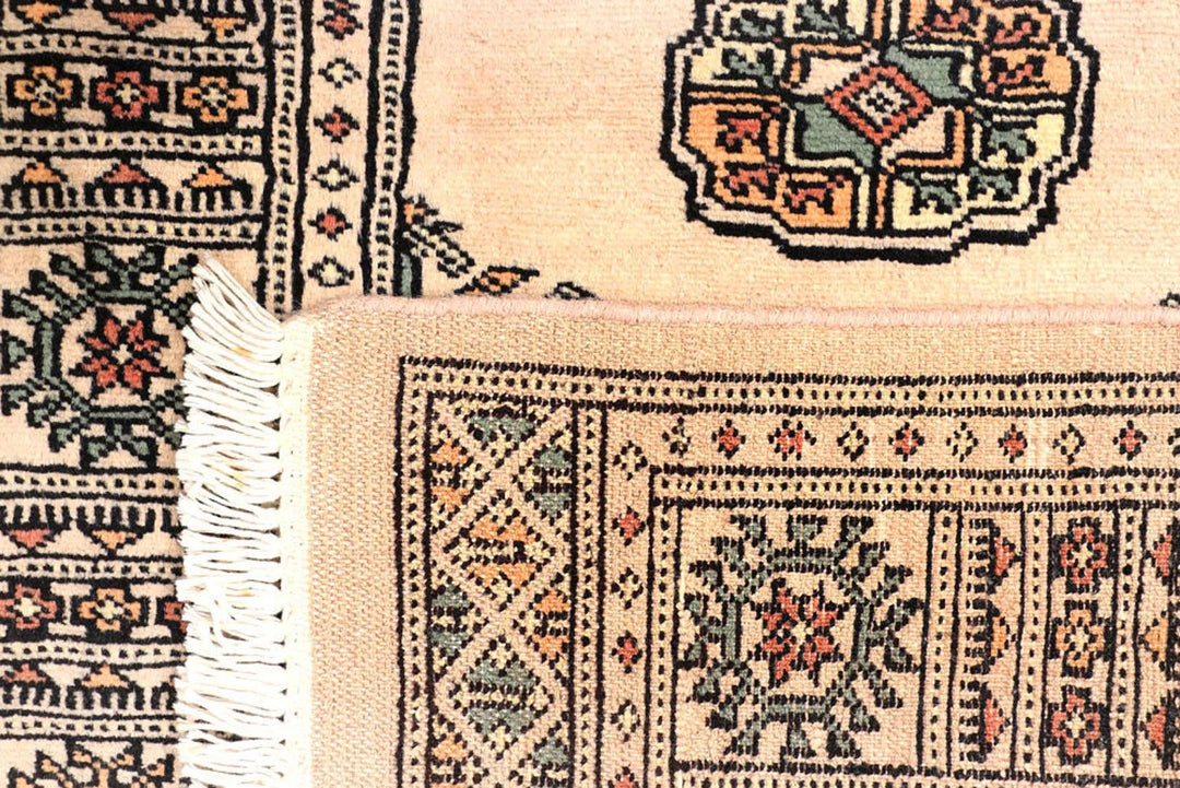 Antique White Pakistani Bokhara Rug 2' 7" x 9' 3" Hand-Knotted | No. QA36329