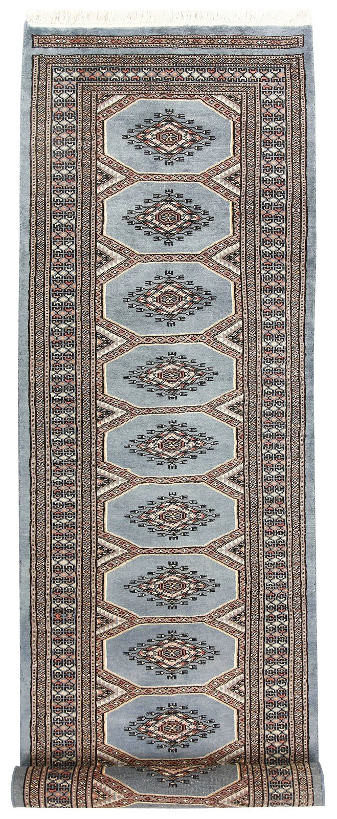 Light Slate Grey Pakistani Jaldar Rug 2' 4" x 8' 10" Hand-Knotted | No. QA36337