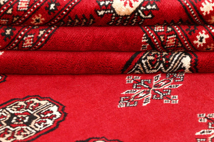 Firebrick Red Pakistani Bokhara Rug 4' 11" x 8' 2" Hand-Knotted | No. QA36451