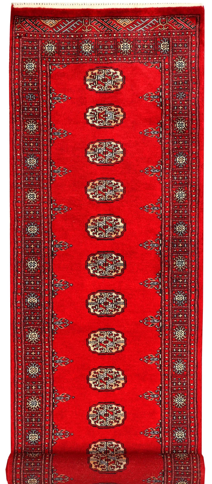Dark Red Pakistani Bokhara Rug 2' 6" x 9' 4" Hand-Knotted | No. QA36464