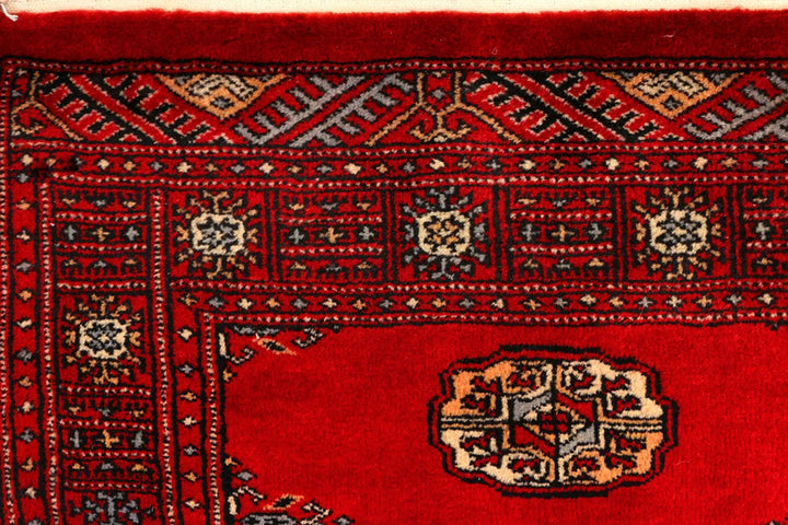 Dark Red Pakistani Bokhara Rug 2' 6" x 9' 4" Hand-Knotted | No. QA36464