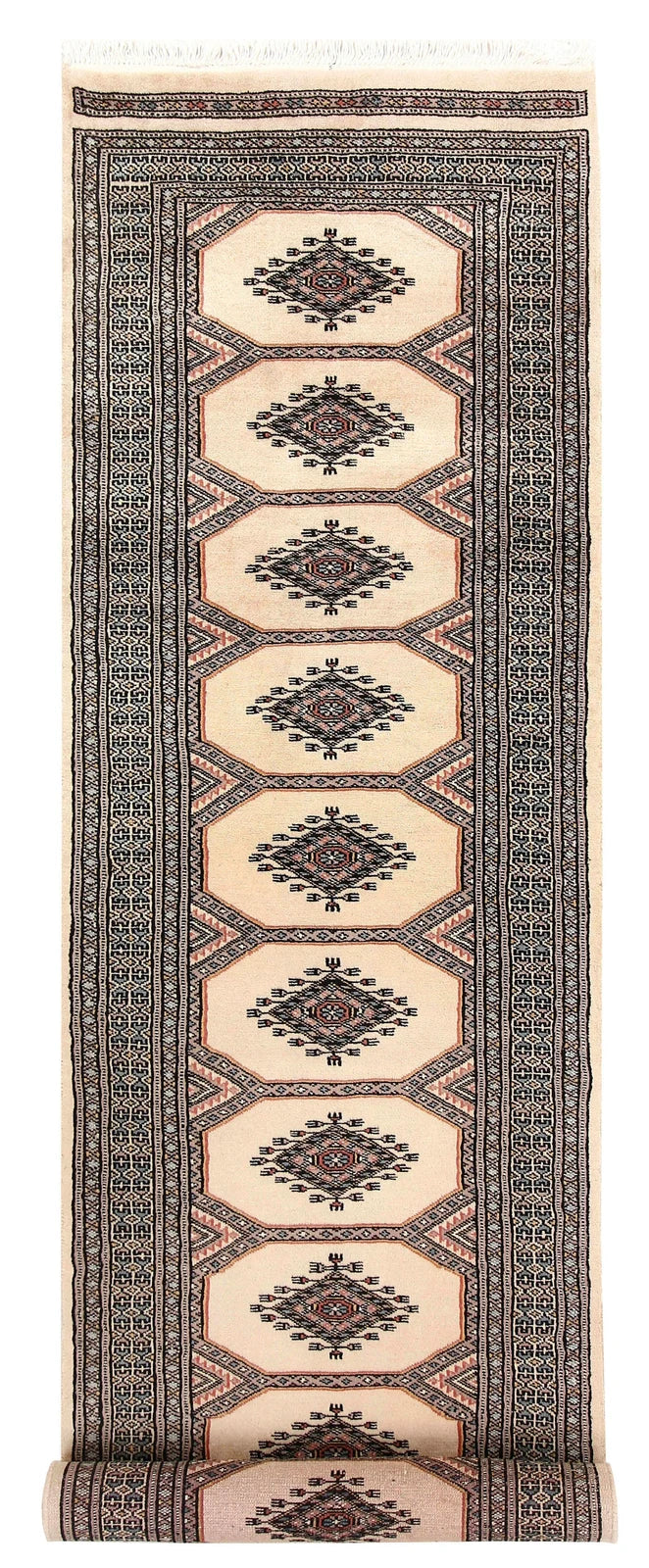 Brown Pakistani Jaldar Rug 2' 4" x 9' 1" Hand-Knotted | No. QA36508