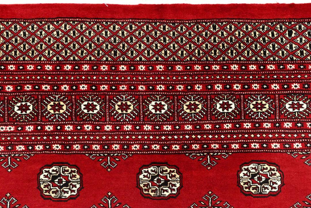 Firebrick Red Pakistani Bokhara Rug 8' 1" x 10' 2" Hand-Knotted | No. QA36658