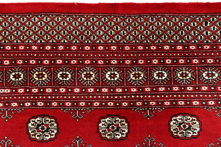 Firebrick Red Pakistani Bokhara Rug 8' 1" x 10' 2" Hand-Knotted | No. QA36658