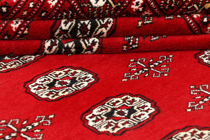 Firebrick Red Pakistani Bokhara Rug 8' 1" x 10' 2" Hand-Knotted | No. QA36658