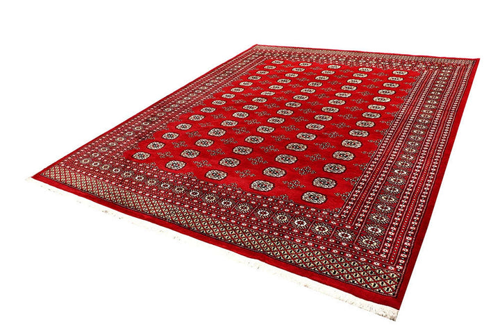 Firebrick Red Pakistani Bokhara Rug 8' 1" x 10' 2" Hand-Knotted | No. QA36658