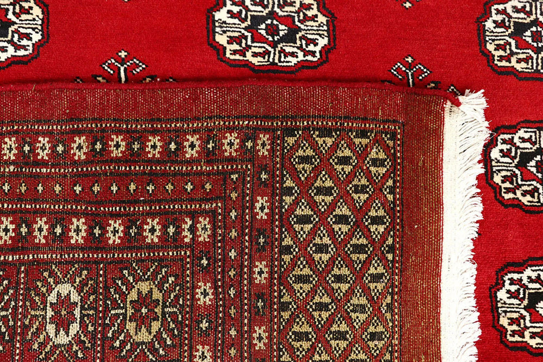 Firebrick Red Pakistani Bokhara Rug 8' 1" x 10' 2" Hand-Knotted | No. QA36658