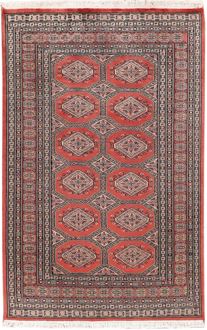 Orange Pakistani Jaldar Rug 4' x 6'1" Hand-Knotted | No. QA36908