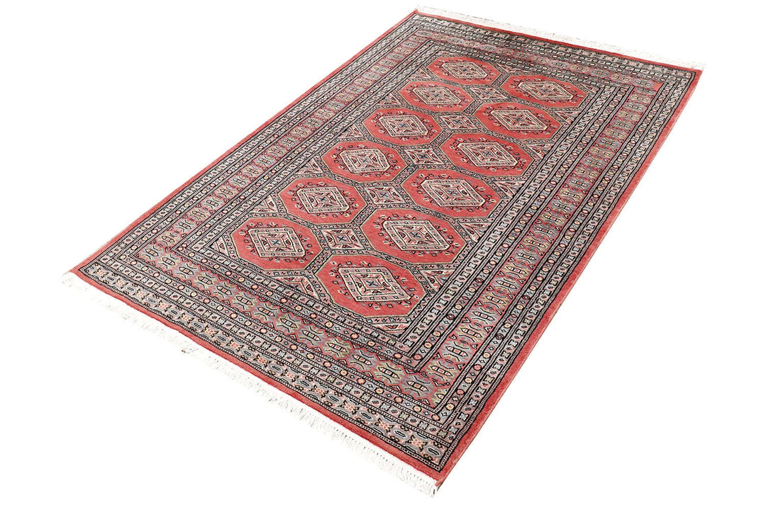 Orange Pakistani Jaldar Rug 4' x 6'1" Hand-Knotted | No. QA36908