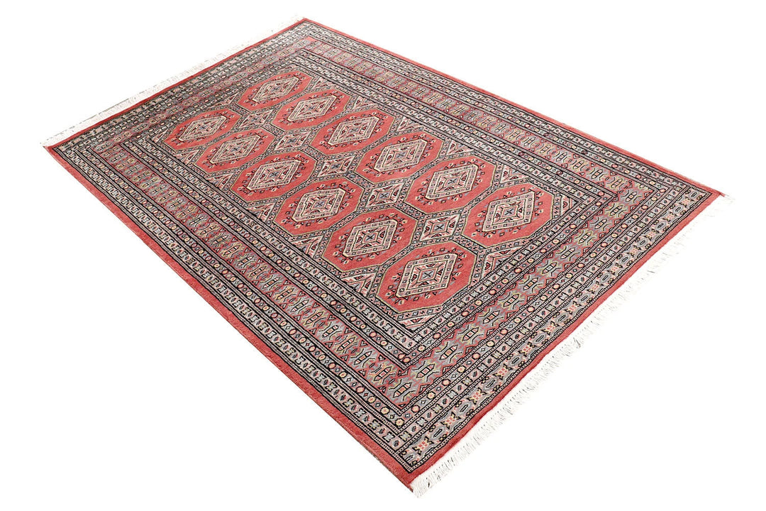 Orange Pakistani Jaldar Rug 4' x 6'1" Hand-Knotted | No. QA36908