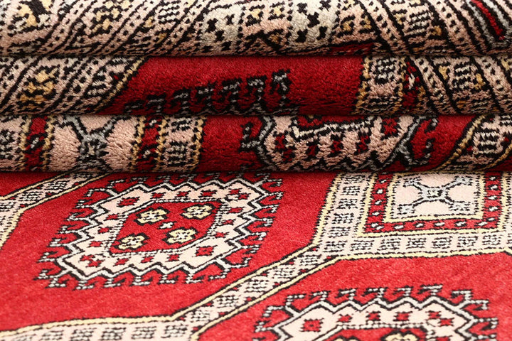 Red Pakistani Jaldar Rug 4' x 6'10" Hand-Knotted | No. QA36954