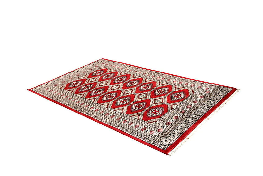 Red Pakistani Jaldar Rug 4' x 6'10" Hand-Knotted | No. QA36954