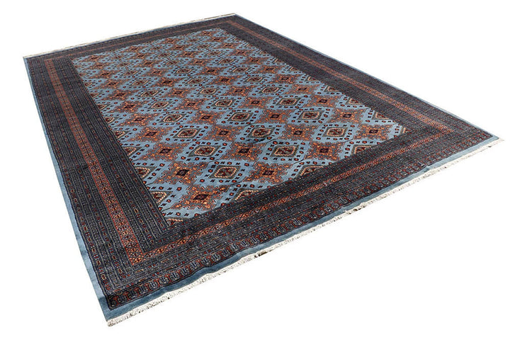 Light Steel Blue Pakistani Jaldar Rug 8' 1" x 11' 7" Hand-Knotted | No. QA36970