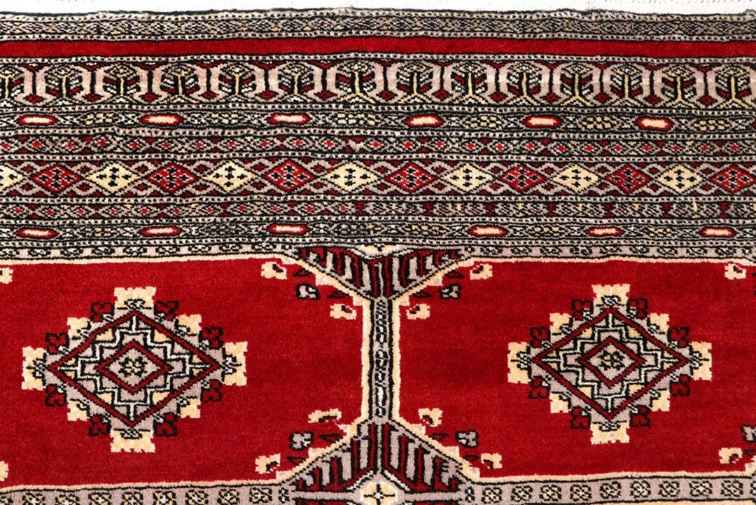 Firebrick Red Pakistani Jaldar Rug 5' 1" x 8' Hand-Knotted | No. QA37021