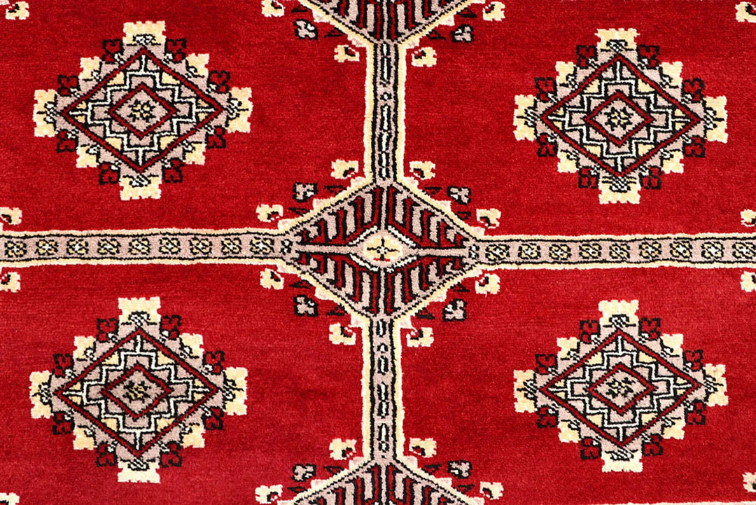 Firebrick Red Pakistani Jaldar Rug 5' 1" x 8' Hand-Knotted | No. QA37021
