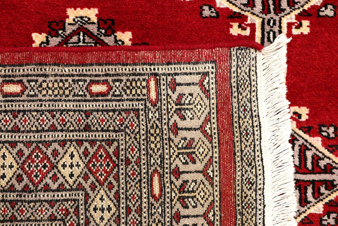 Firebrick Red Pakistani Jaldar Rug 5' 1" x 8' Hand-Knotted | No. QA37021