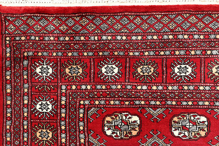 Firebrick Red Pakistani Bokhara Rug 5' 11" x 8' 10" Hand-Knotted | No. QA37057