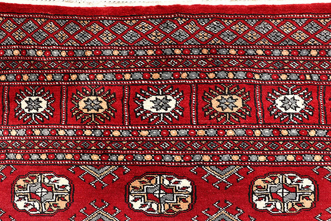 Firebrick Red Pakistani Bokhara Rug 5' 11" x 8' 10" Hand-Knotted | No. QA37057