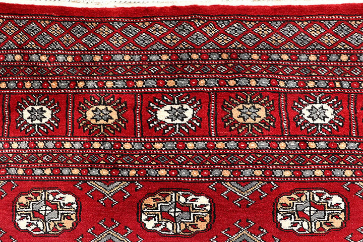 Firebrick Red Pakistani Bokhara Rug 5' 11" x 8' 10" Hand-Knotted | No. QA37057