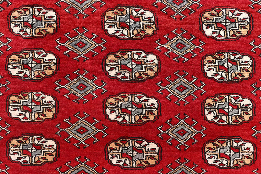 Firebrick Red Pakistani Bokhara Rug 5' 11" x 8' 10" Hand-Knotted | No. QA37057