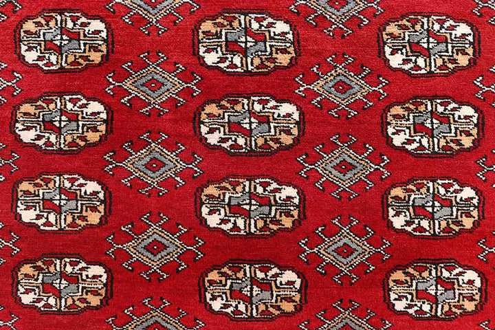 Firebrick Red Pakistani Bokhara Rug 5' 11" x 8' 10" Hand-Knotted | No. QA37057
