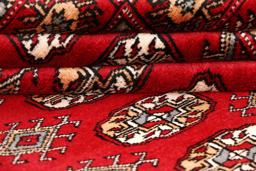Firebrick Red Pakistani Bokhara Rug 5' 11" x 8' 10" Hand-Knotted | No. QA37057