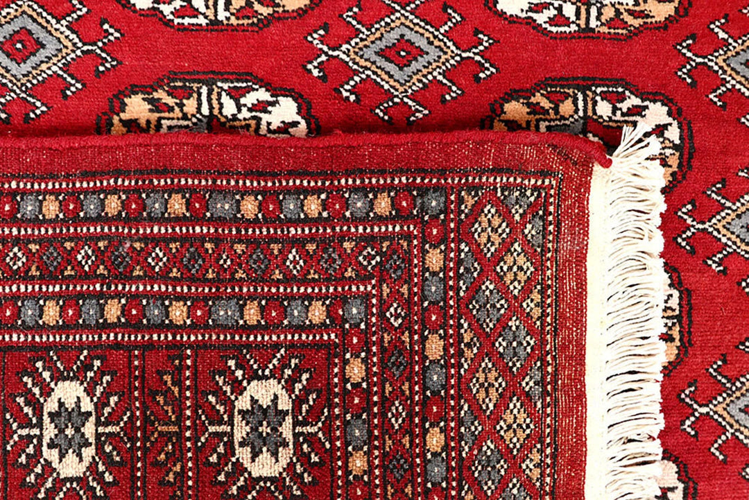 Firebrick Red Pakistani Bokhara Rug 5' 11" x 8' 10" Hand-Knotted | No. QA37057