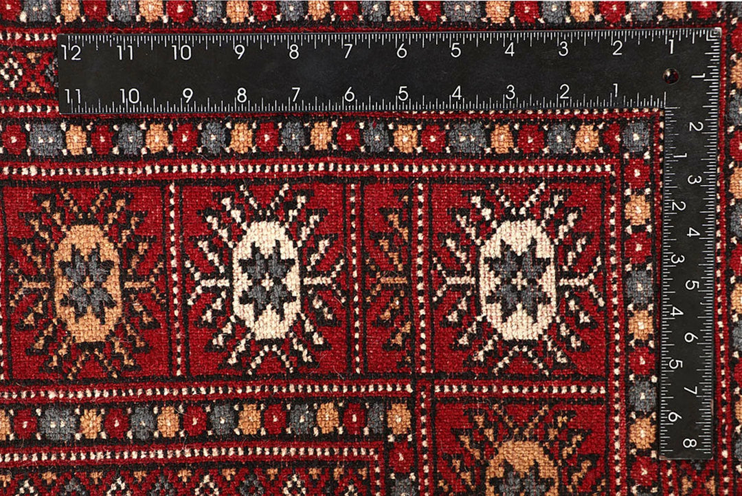 Firebrick Red Pakistani Bokhara Rug 5' 11" x 8' 10" Hand-Knotted | No. QA37057
