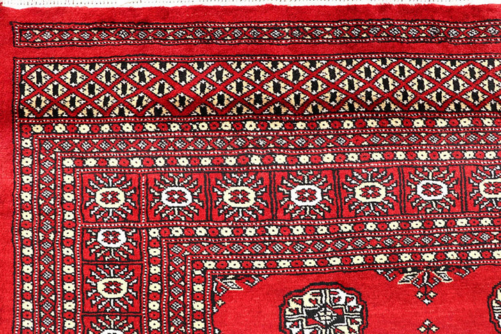 Red Bokhara Rug 5' 7" x 9' " Hand-Knotted | No. QA37241