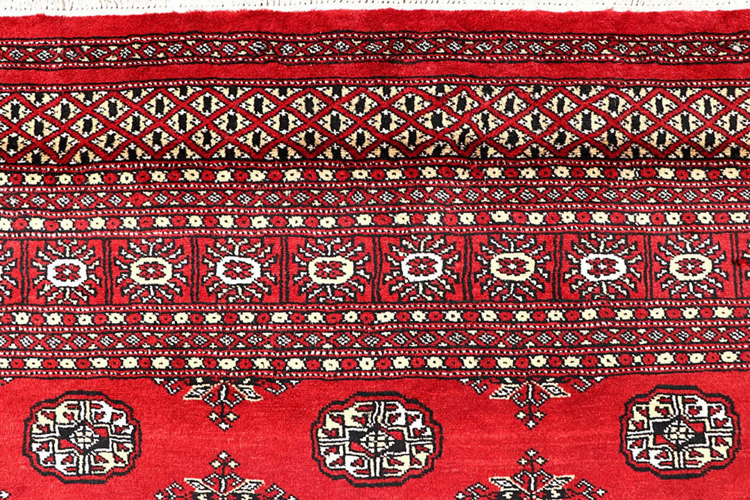 Red Bokhara Rug 5' 7" x 9' " Hand-Knotted | No. QA37241