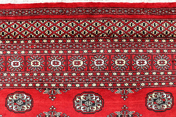 Red Bokhara Rug 5' 7" x 9' " Hand-Knotted | No. QA37241