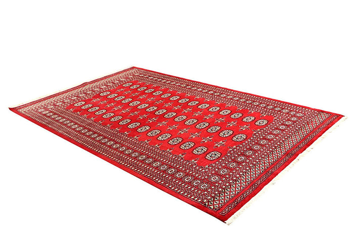 Red Bokhara Rug 5' 7" x 9' " Hand-Knotted | No. QA37241