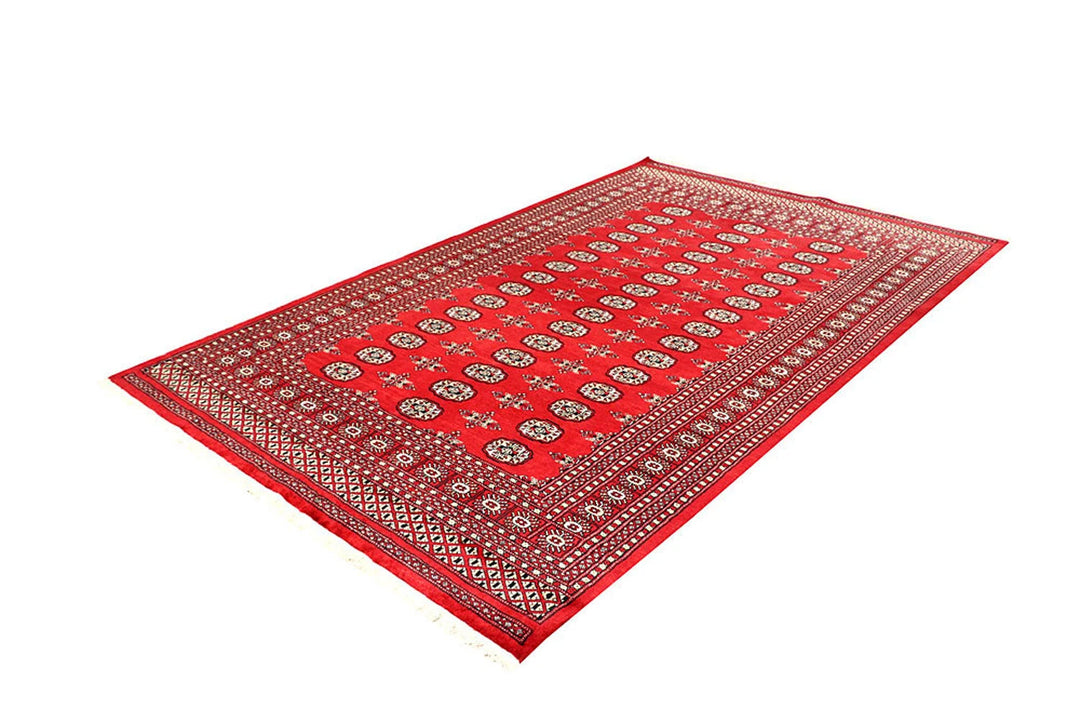 Red Bokhara Rug 5' 7" x 9' " Hand-Knotted | No. QA37241