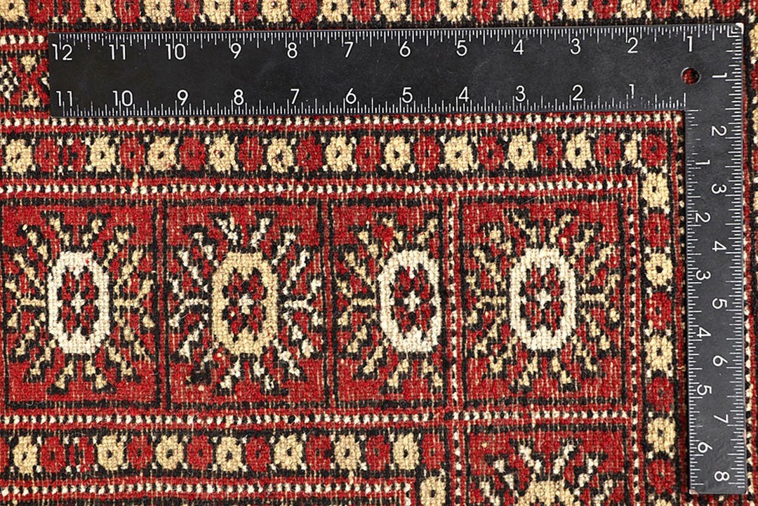 Red Bokhara Rug 5' 7" x 9' " Hand-Knotted | No. QA37241