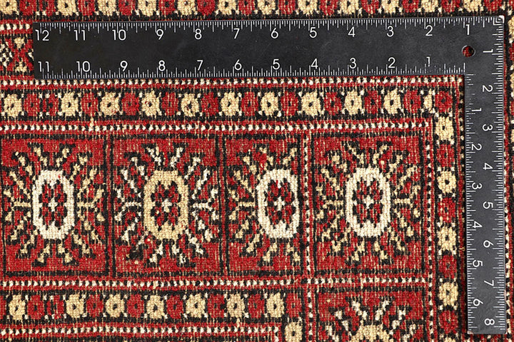 Red Bokhara Rug 5' 7" x 9' " Hand-Knotted | No. QA37241