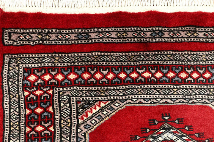 Firebrick Pakistani Jaldar Runner Rug 2' 4" x 9' 6" Hand-Knotted | No. QA37285