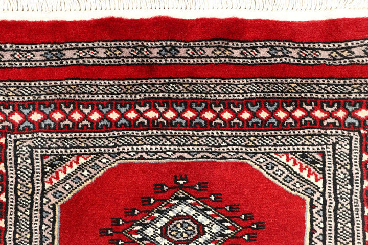Firebrick Pakistani Jaldar Runner Rug 2' 4" x 9' 6" Hand-Knotted | No. QA37285