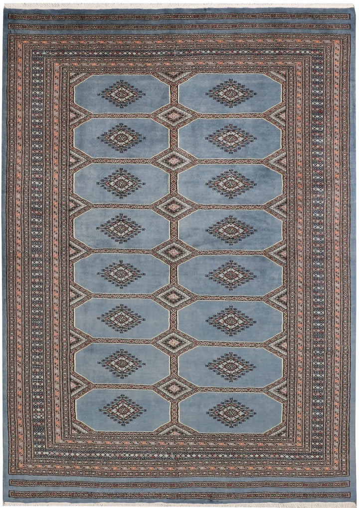 Light Slate Grey Pakistani Jaldar Rug 5' 6" x 7' 9" Hand-Knotted | No. QA37308