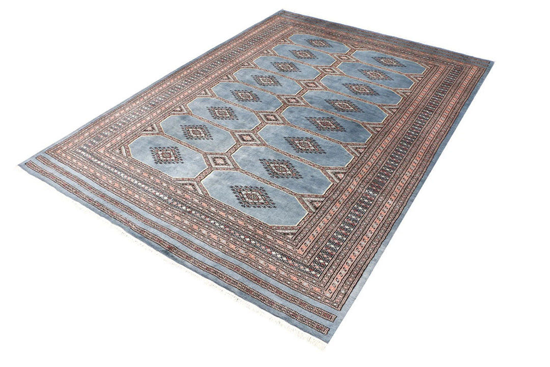 Light Slate Grey Pakistani Jaldar Rug 5' 6" x 7' 9" Hand-Knotted | No. QA37308